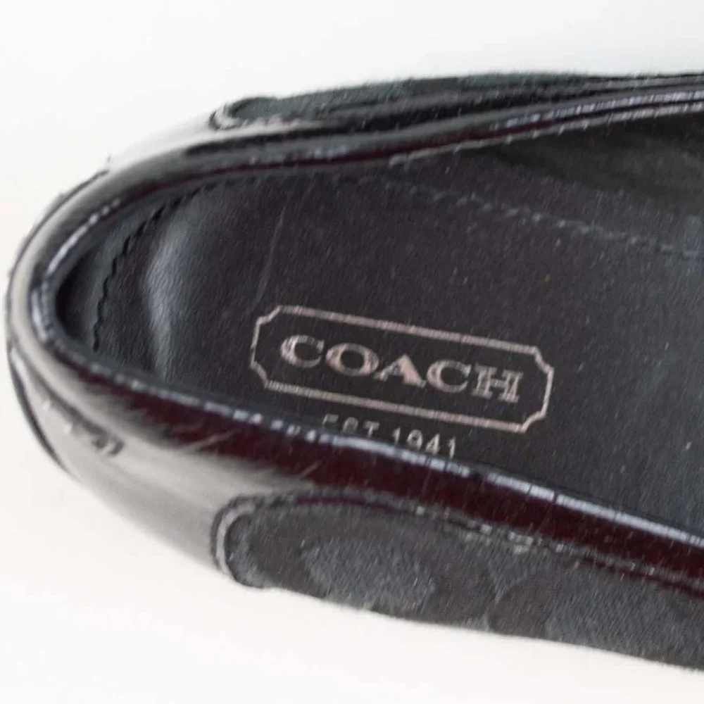 Coach Black Canvas True Patent Cap Toe Ballet Flats - Picture 6 of 10